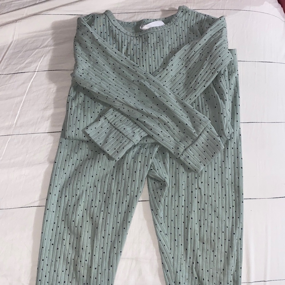 H&M Mint Green Dotted Gender Neutral matching set